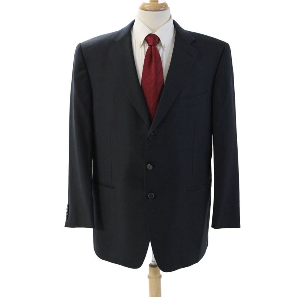 Ermenegildo Zegna Mens Dark Blue Wool Classic Suit Jacket Size 56
